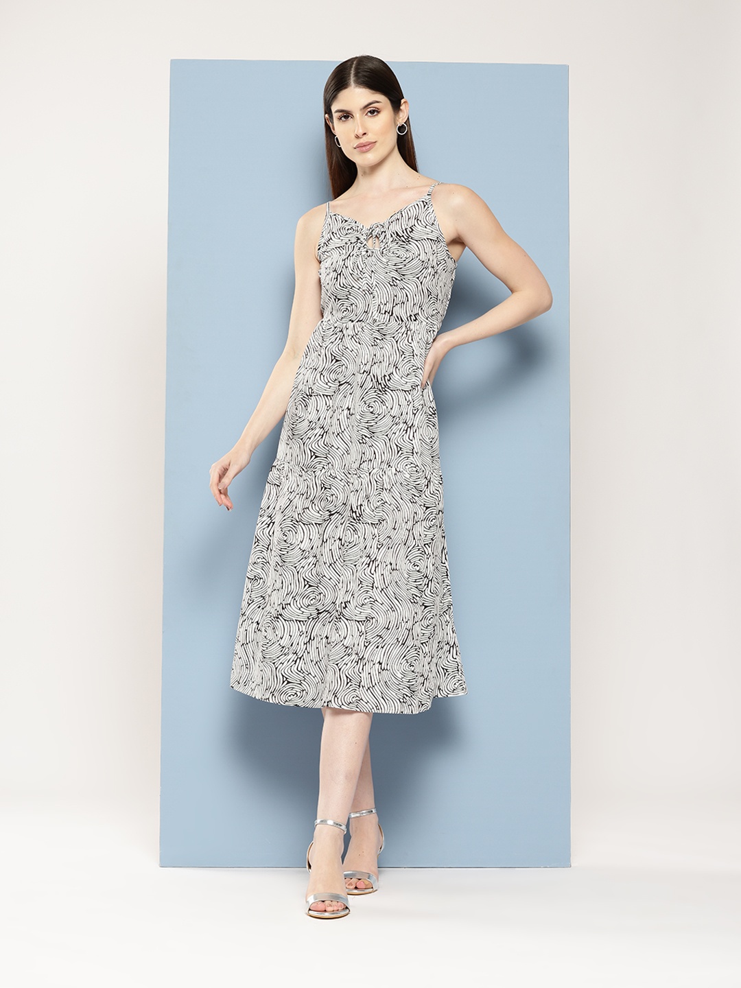 

Chemistry Printed A-Line Midi Dress, Black
