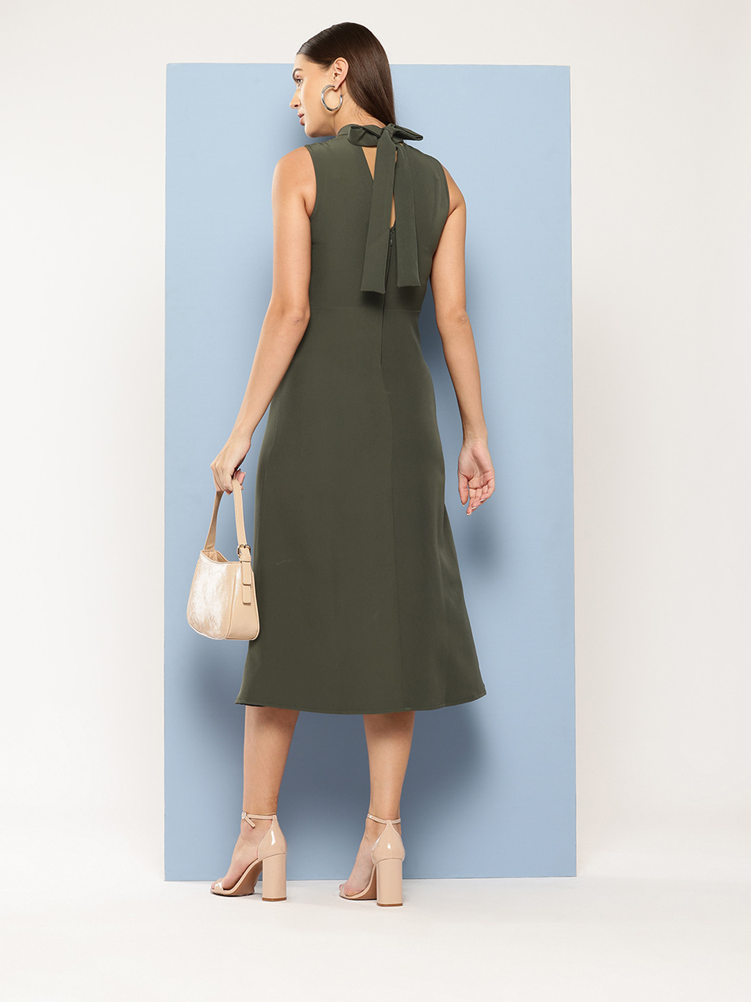 

Chemistry Back Tie-Up A-Line Midi Dress, Olive