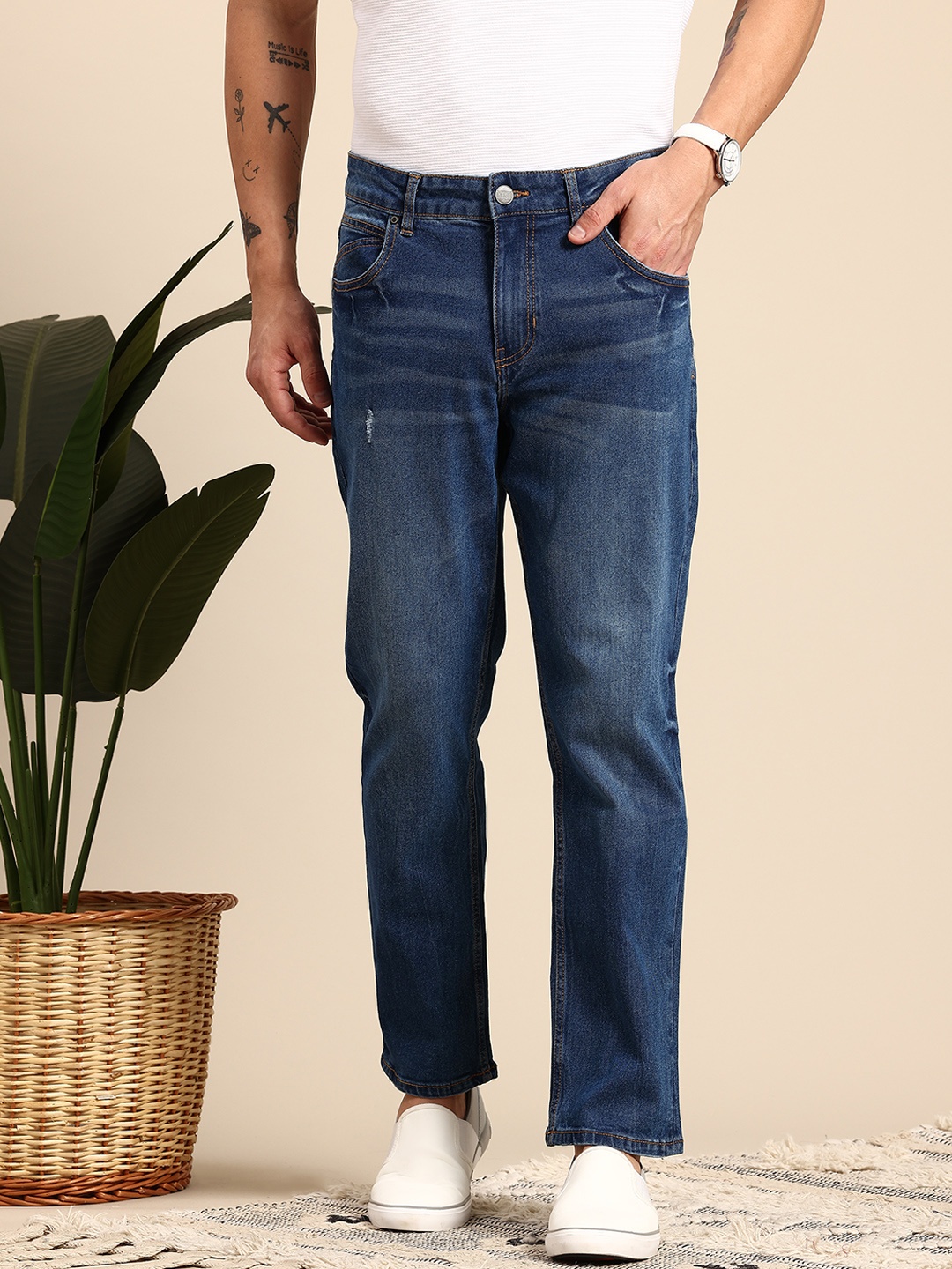 

Mast & Harbour Men Slim Fit Jeans, Navy blue