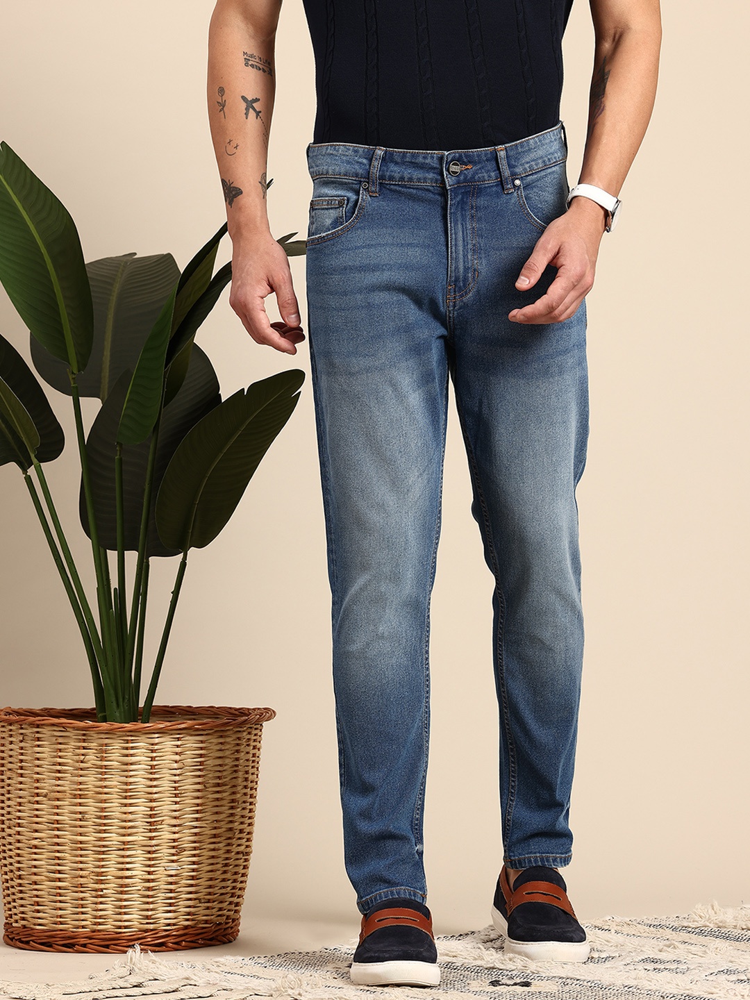 

Mast & Harbour Men Tapered Fit Jeans, Navy blue