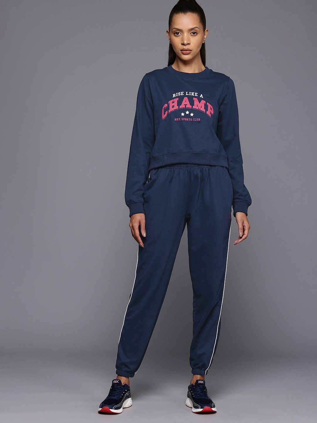 

HRX by Hrithik Roshan Women Printed Lifestyle Tracksuit, Navy blue