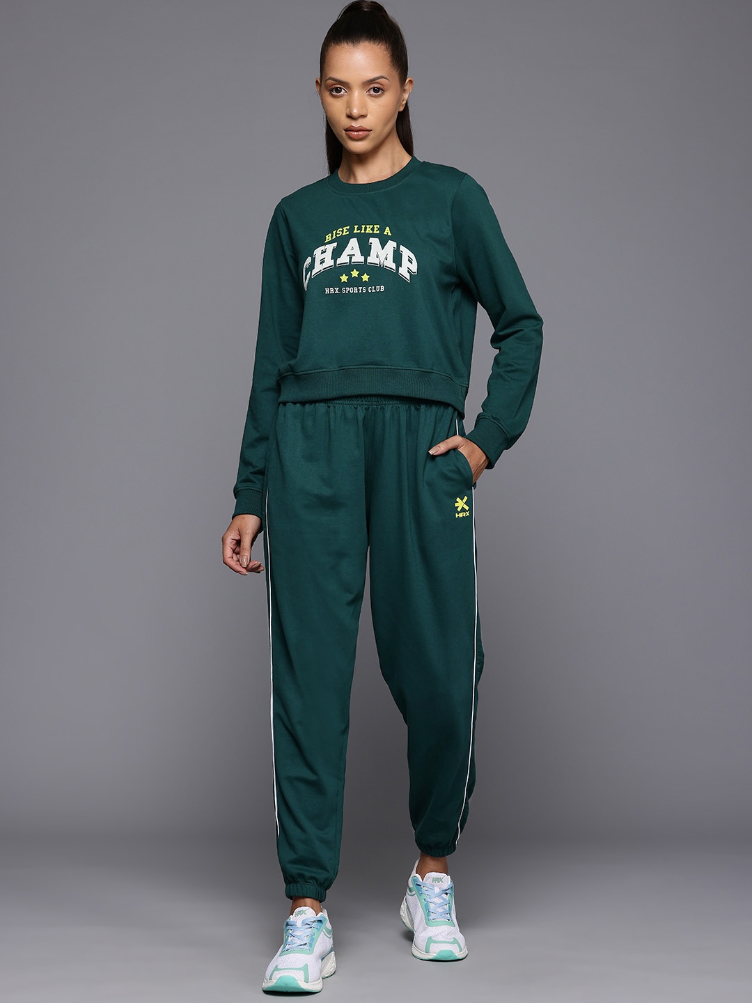 

HRX by Hrithik Roshan Women Printed Lifestyle Tracksuit, Green
