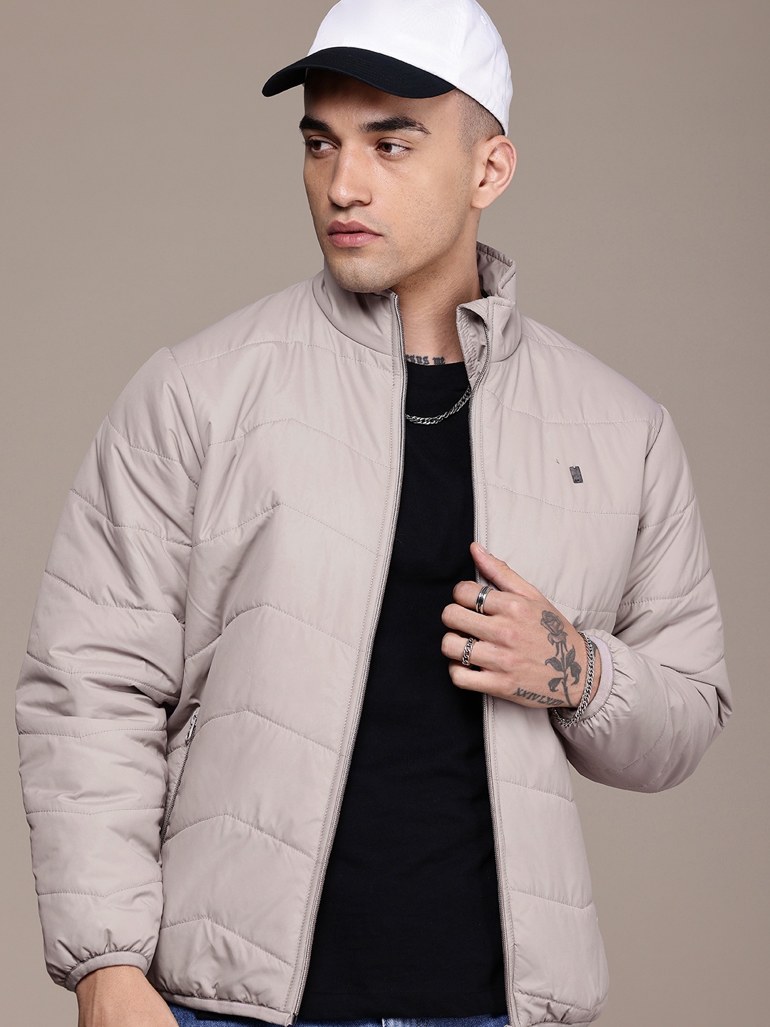 

The Roadster Life Co. Mock Collar Padded Jacket, Grey