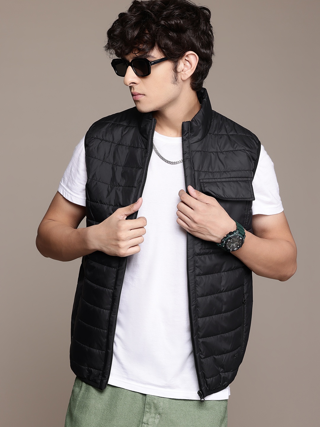 

The Roadster Life Co. Mock Collar Padded Jacket, Black