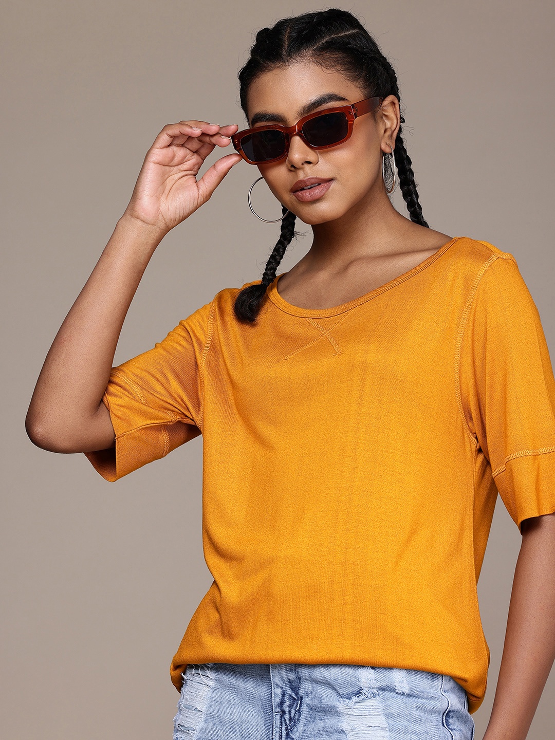 

The Roadster Life Co. Boat Neck Longline Top, Mustard