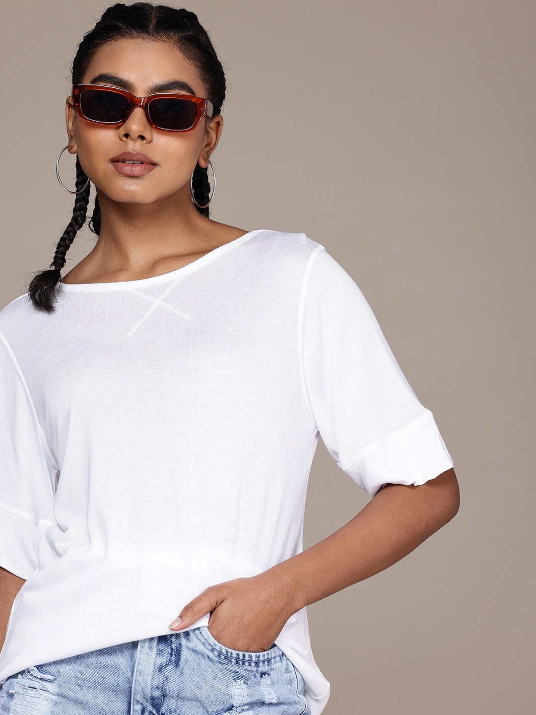 

The Roadster Life Co. Boat Neck Longline Top, White