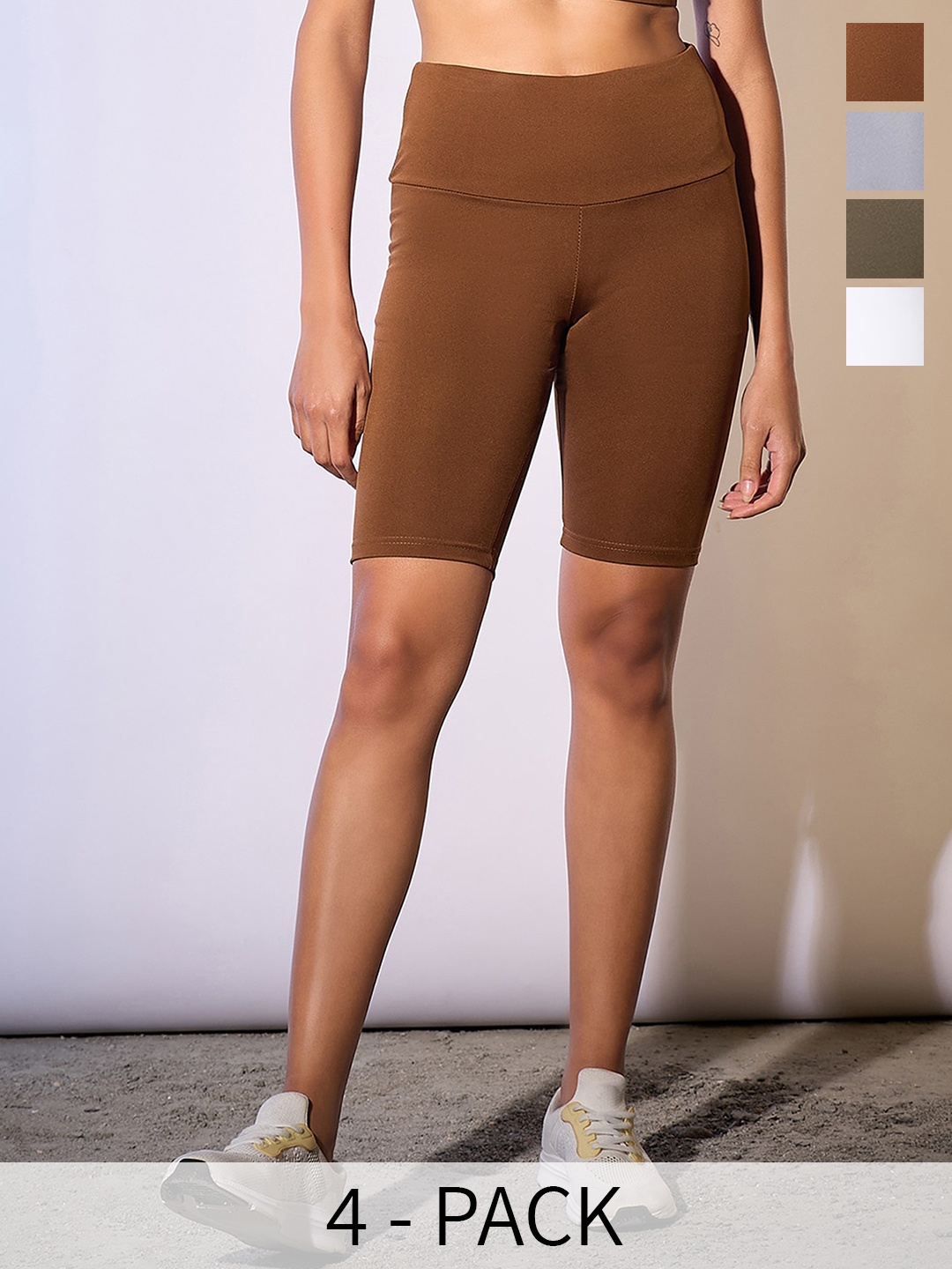 

COLOR CAPITAL Women Pack Of 4 Antimicrobial Tights, Brown