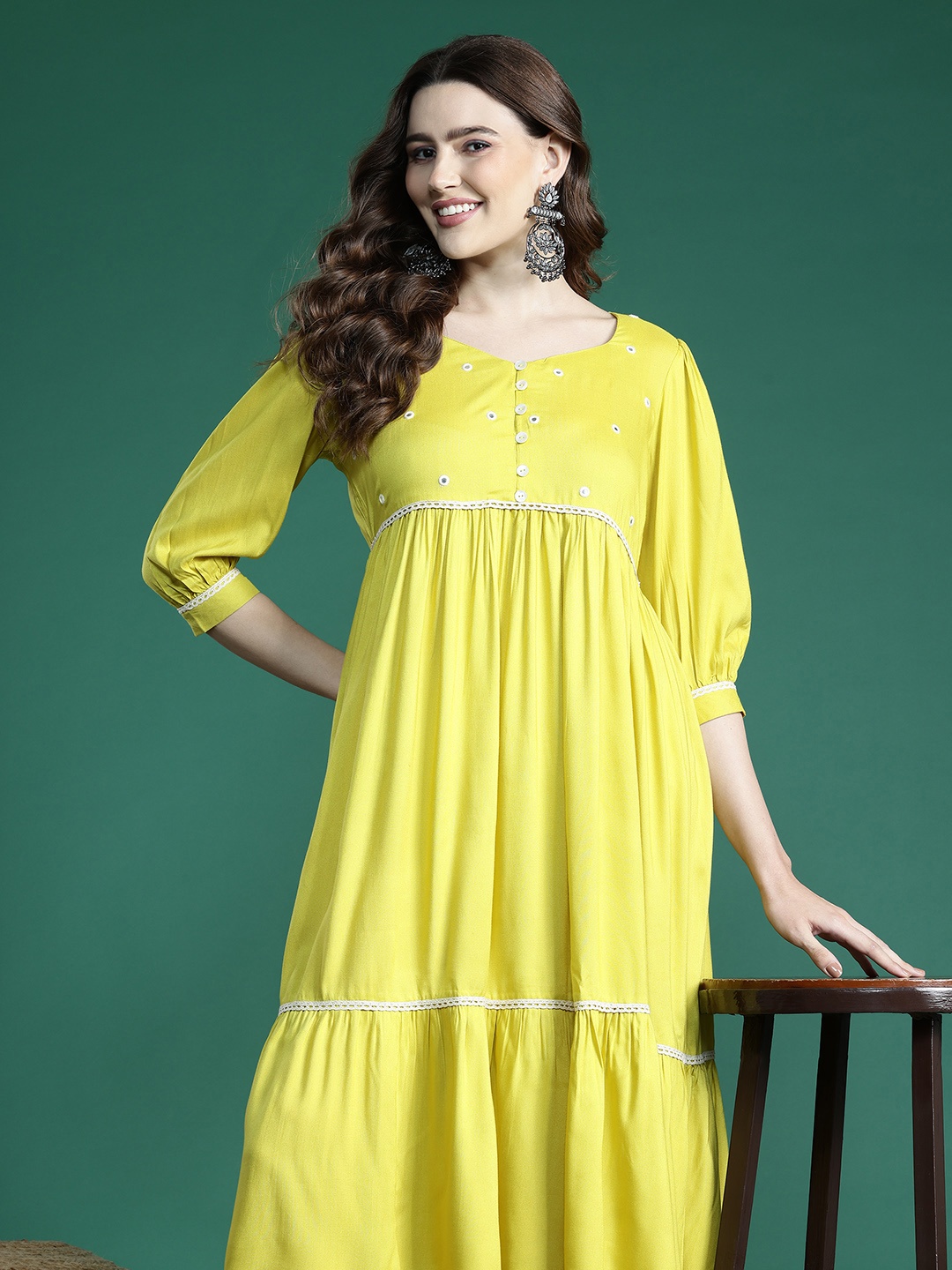 

Sangria Embellished Fit & Flare Midi Dress, Lime green