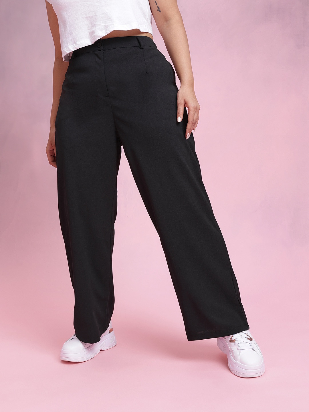 

DressBerry Women Plus Size Regular Fit Trousers, Black