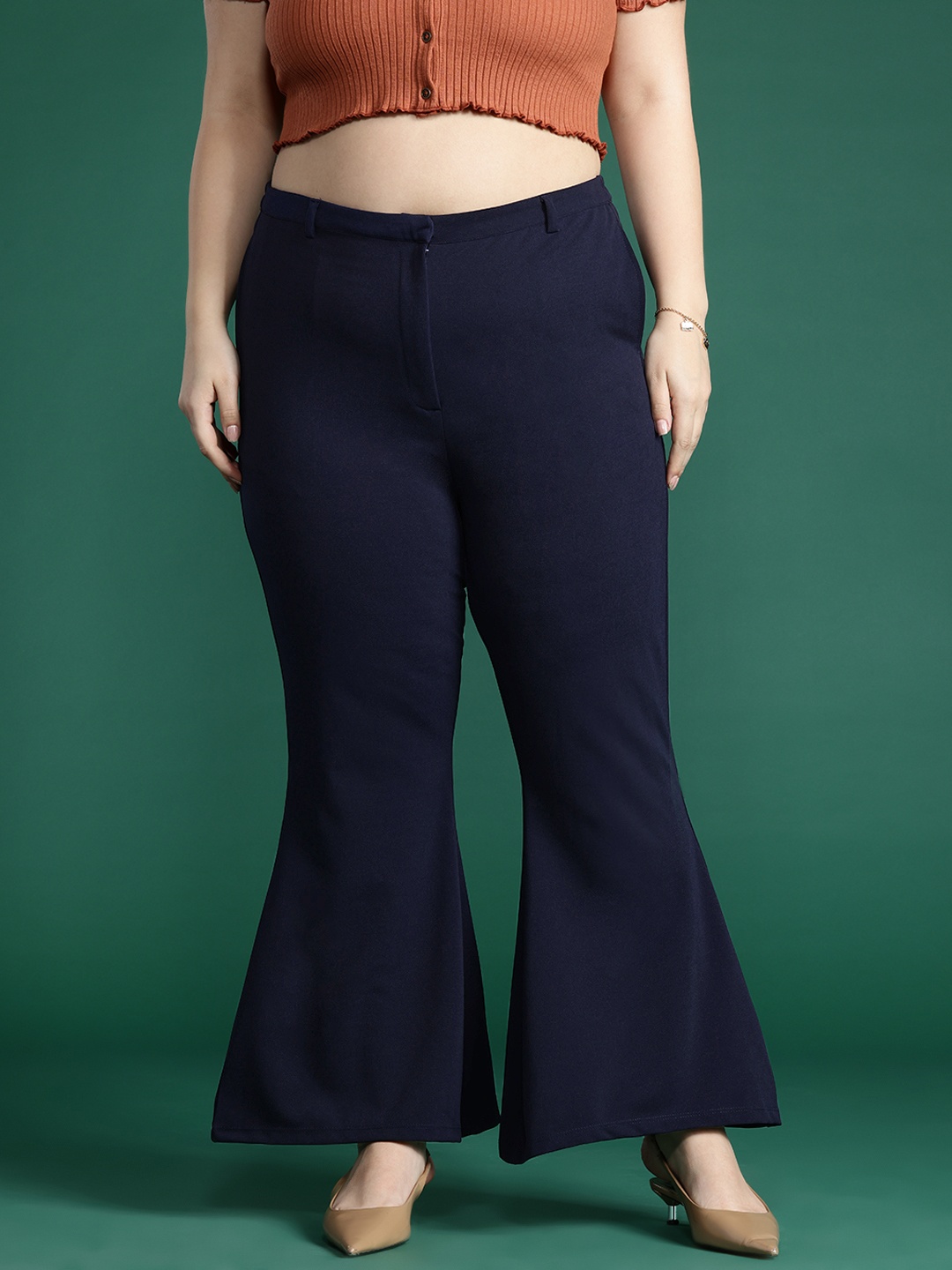 

DressBerry Women Plus-Size Bootcut Trousers, Navy blue