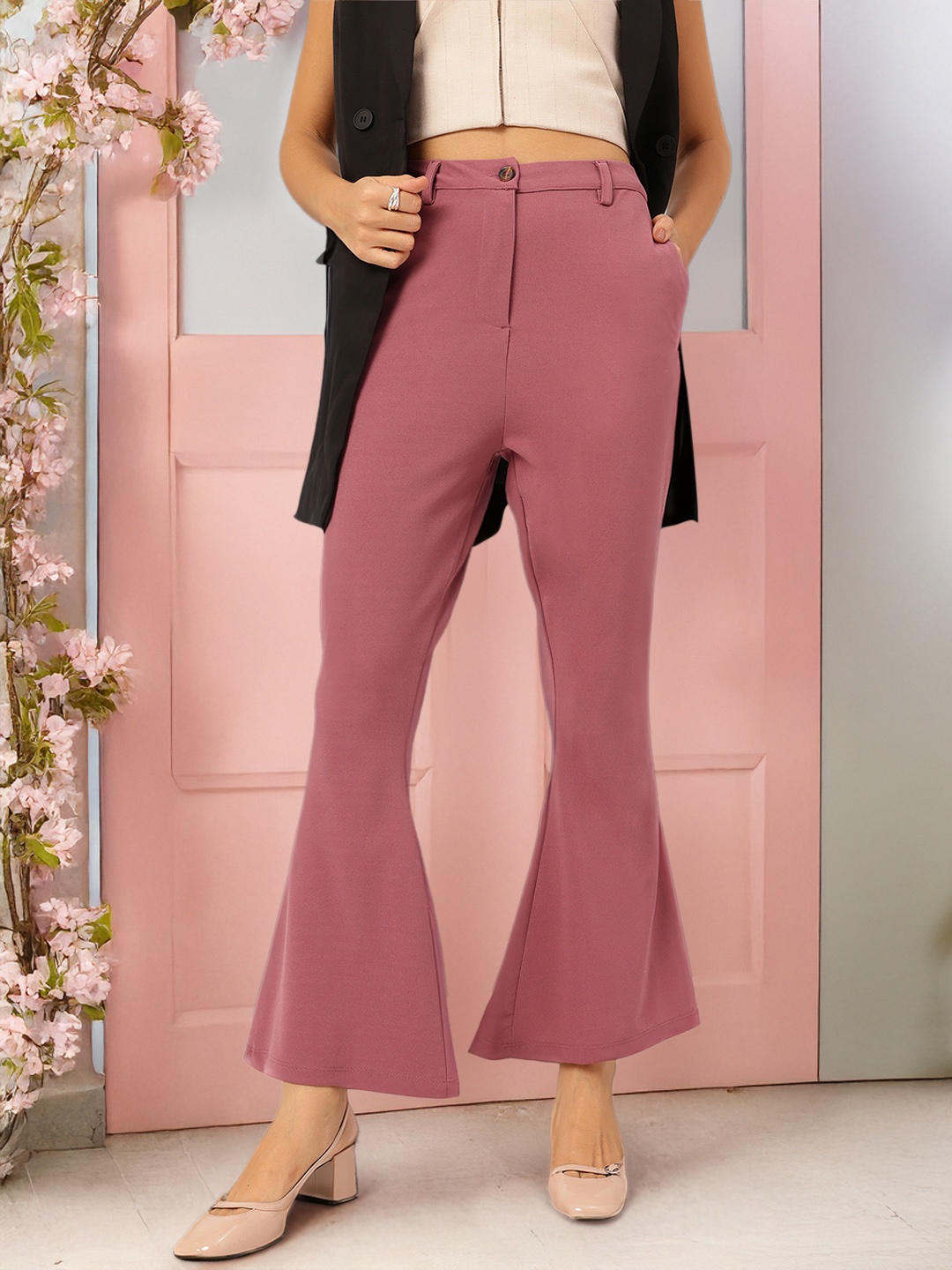 

DressBerry Women Flared Trousers, Mauve