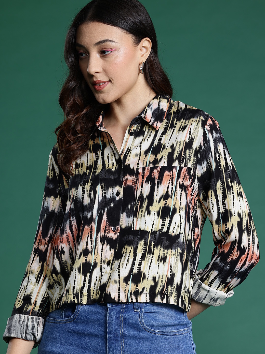 

DressBerry Abstract Printed Casual Shirt, Beige