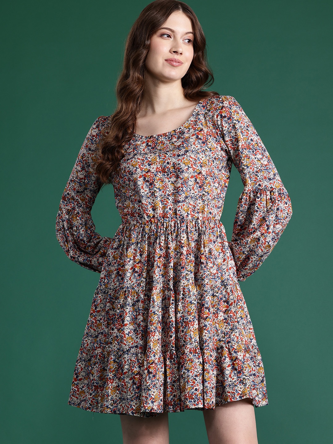 

DressBerry Floral Print Tiered A-Line Dress, Multi