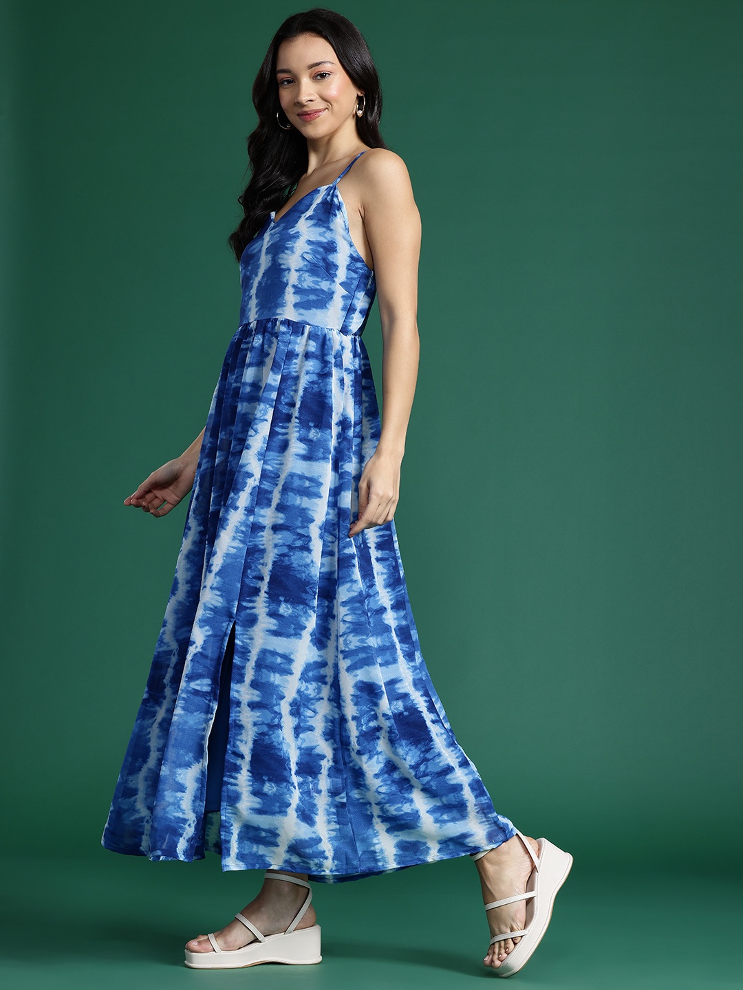 

DressBerry Printed A-Line Maxi Dress, Blue