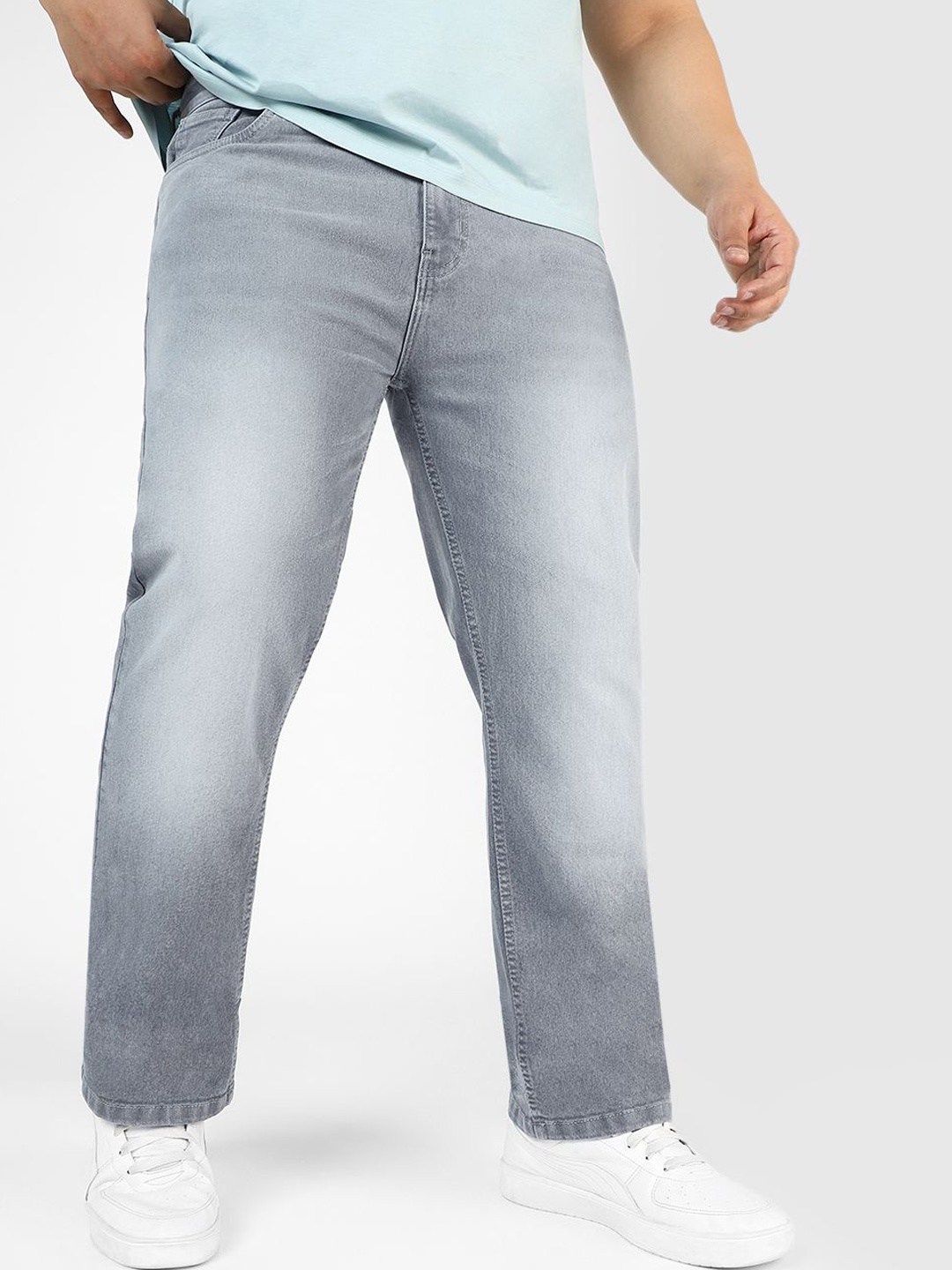 

Urbano Plus Regular Fit Stretchable Washed Jeans, Grey