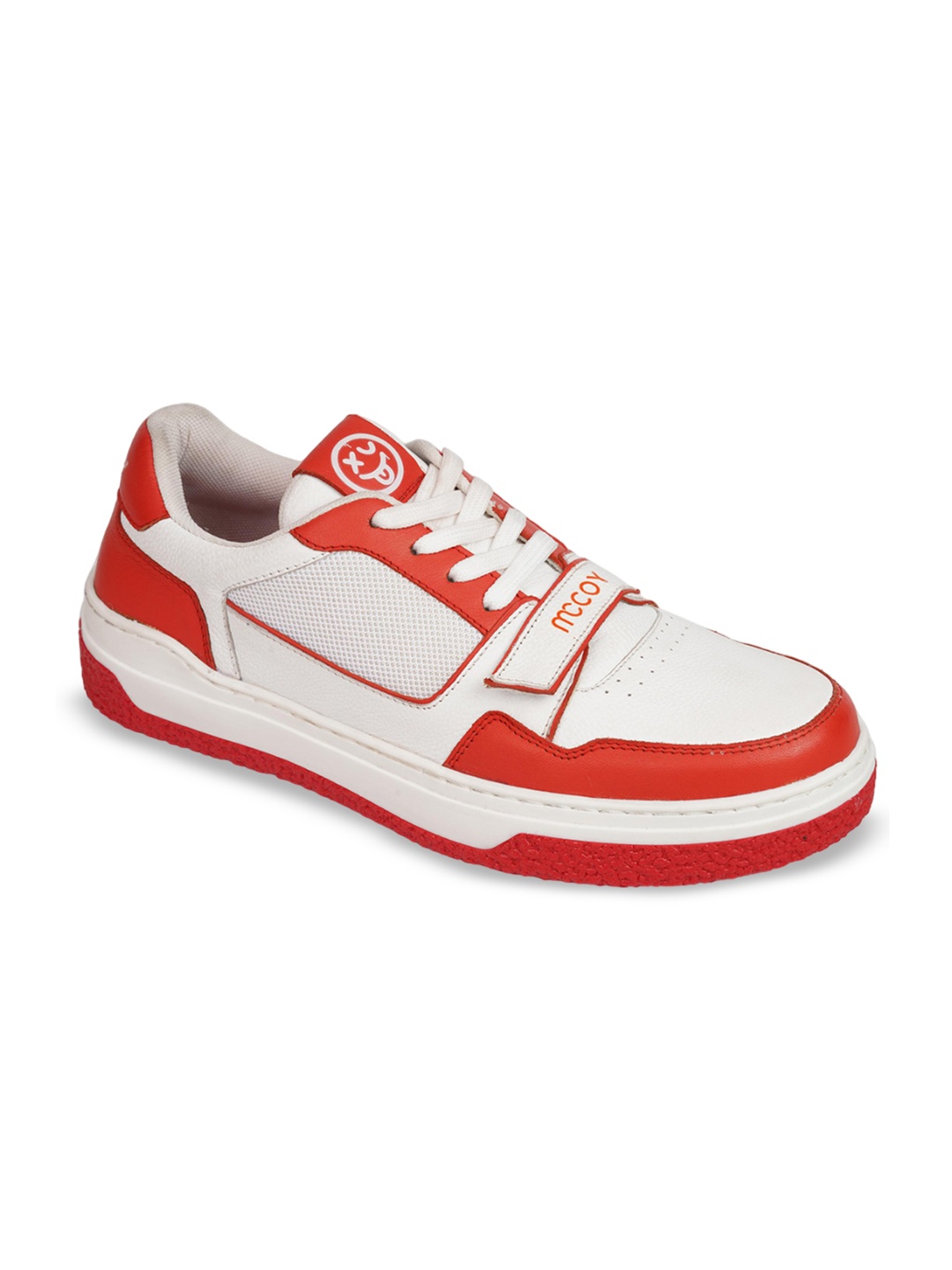 

mccoy Men Round Toe Comfort Insole Leather Sneakers, Red