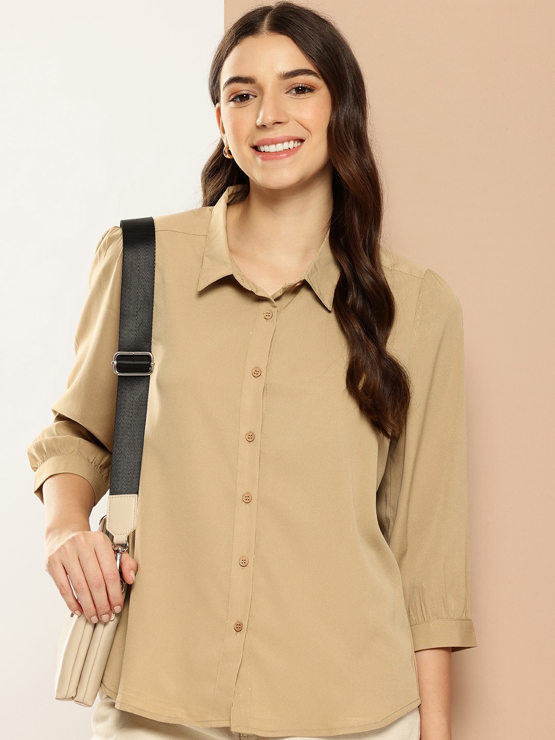 

encore by INVICTUS Opaque Casual Shirt, Khaki