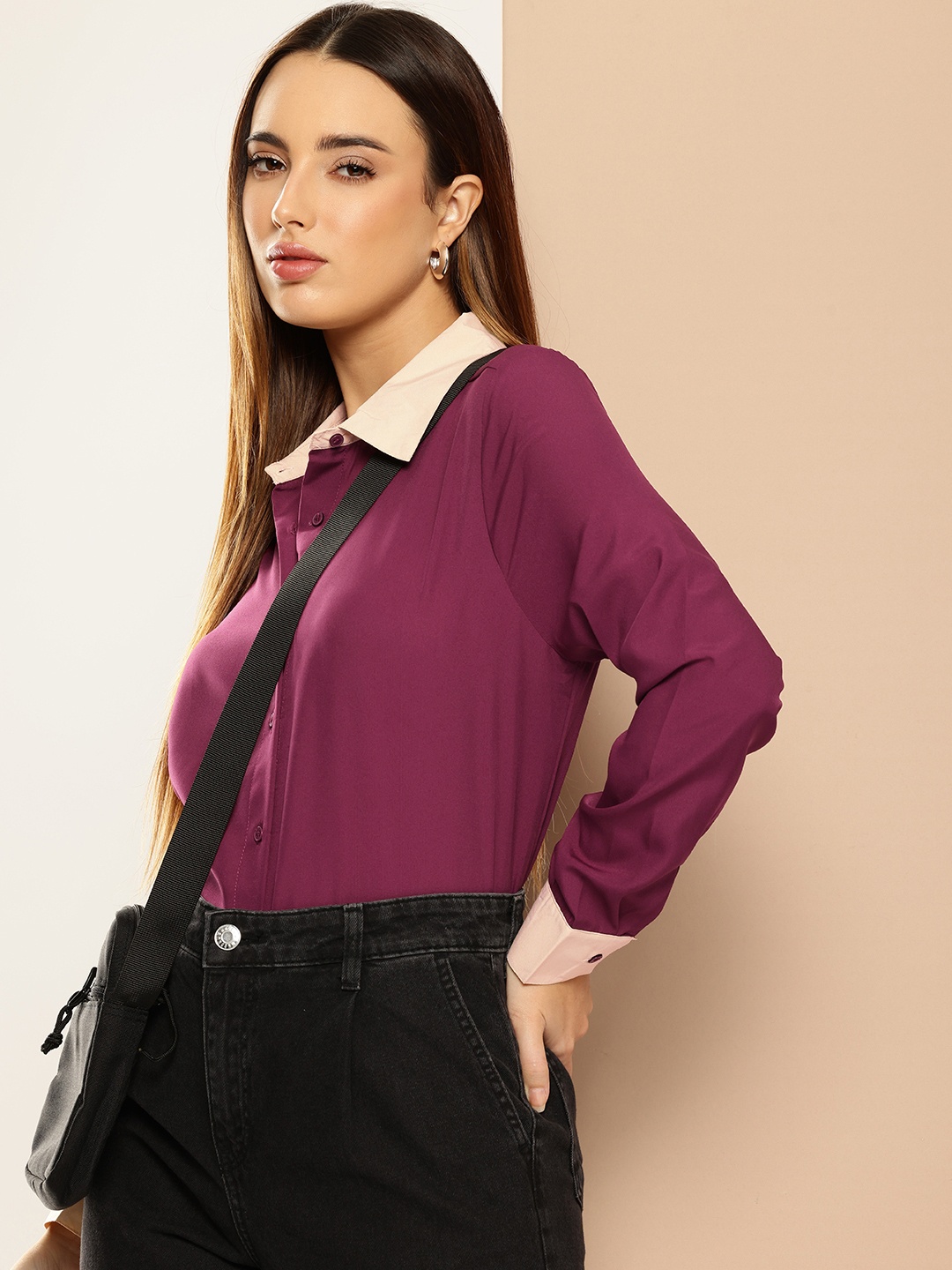 

encore by INVICTUS Long Sleeves Casual Shirt, Burgundy