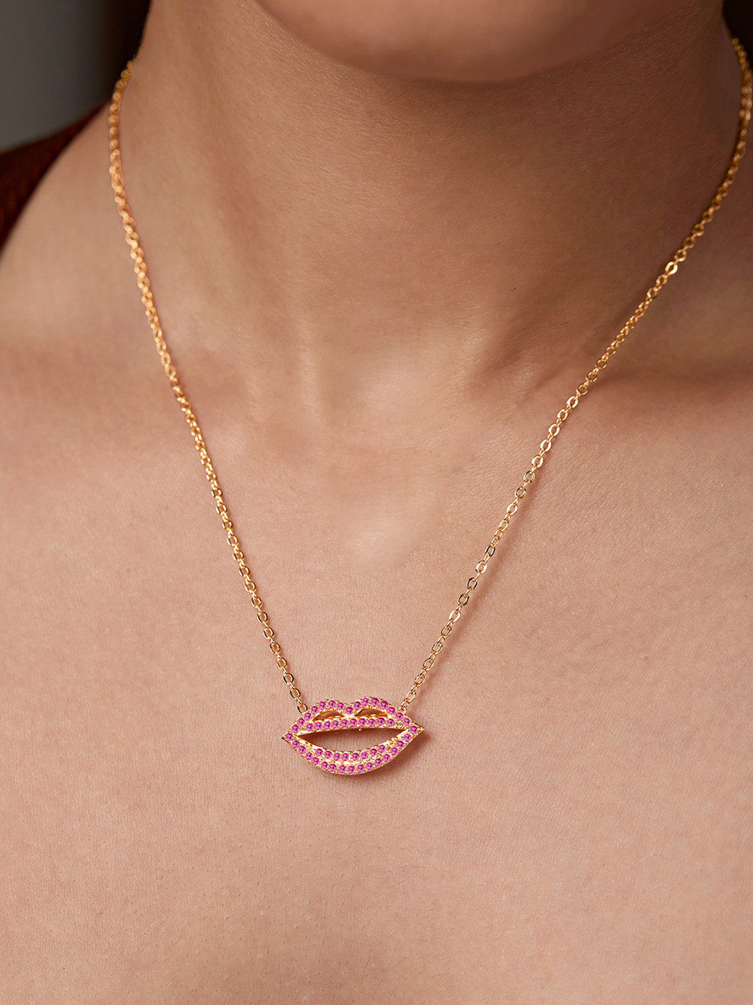 

MINUTIAE Brass Gold-Plated Stones Studded Necklace