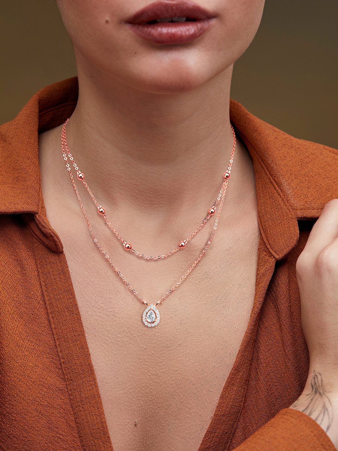 

MINUTIAE Brass Rose Gold-Plated Necklace