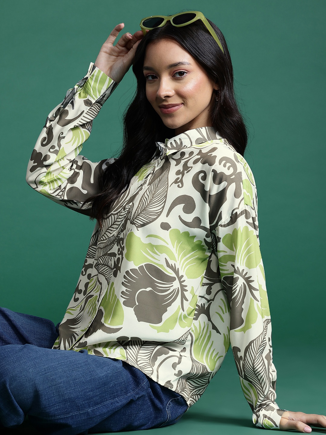 

DressBerry Floral Print Printed Casual Shirt, Green