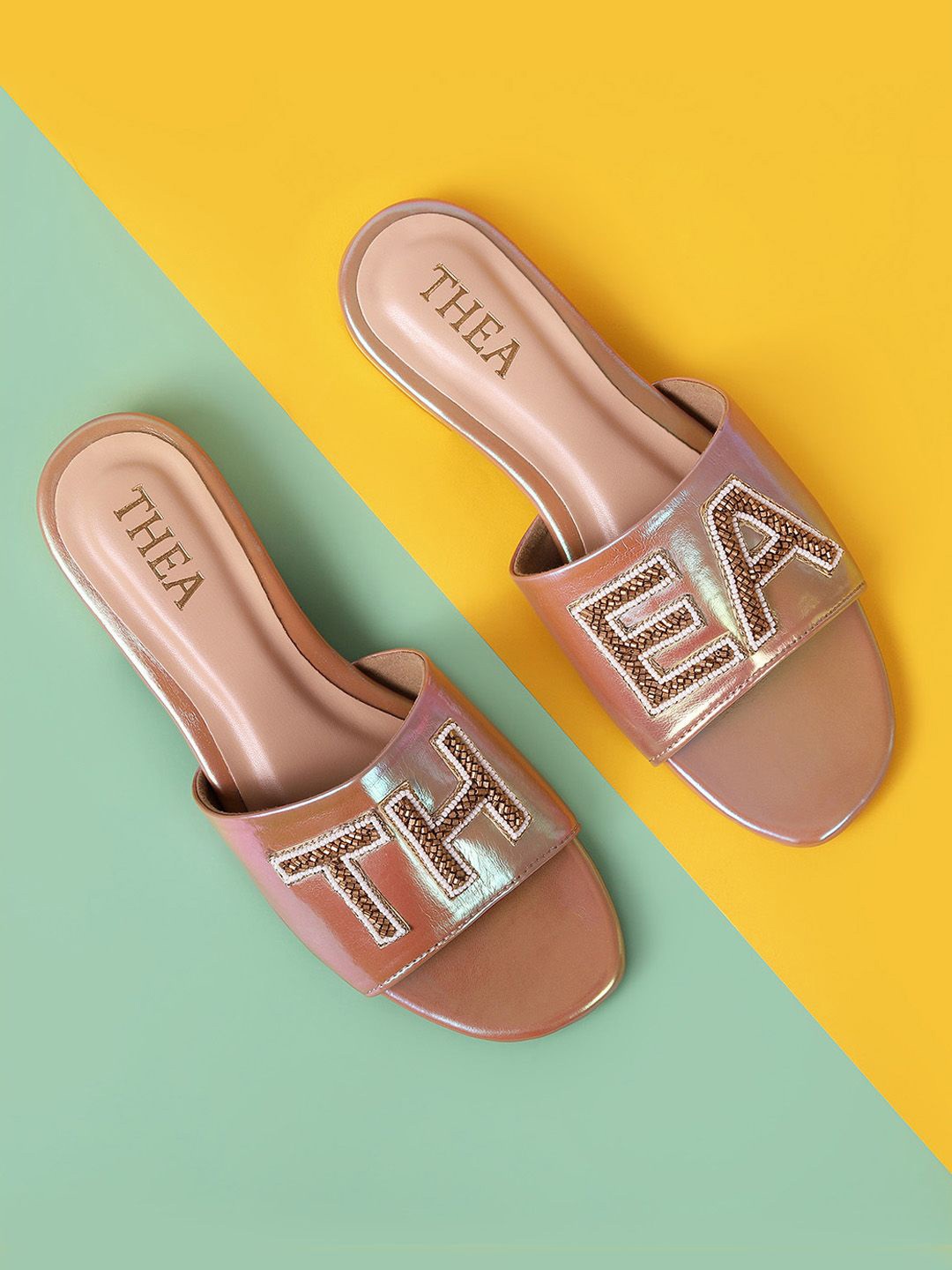 

Thea Embellished Open Toe Block Heels, Gold