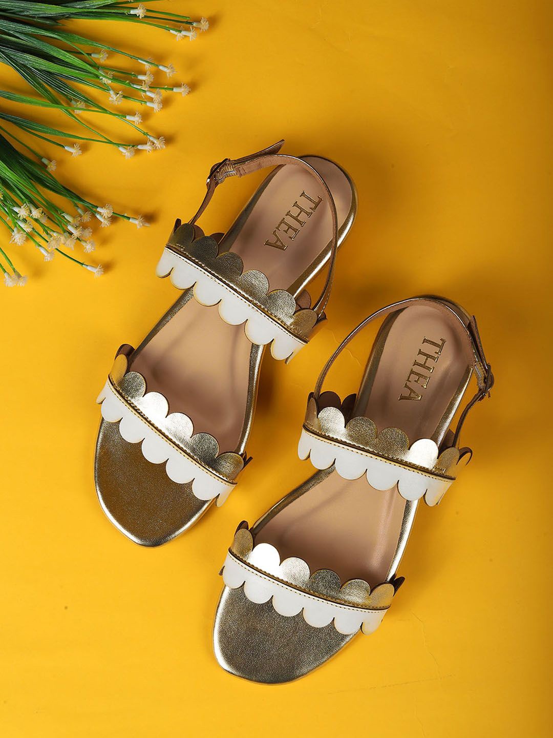 Thea Colourblocked Open Toe Block Heels, Gold