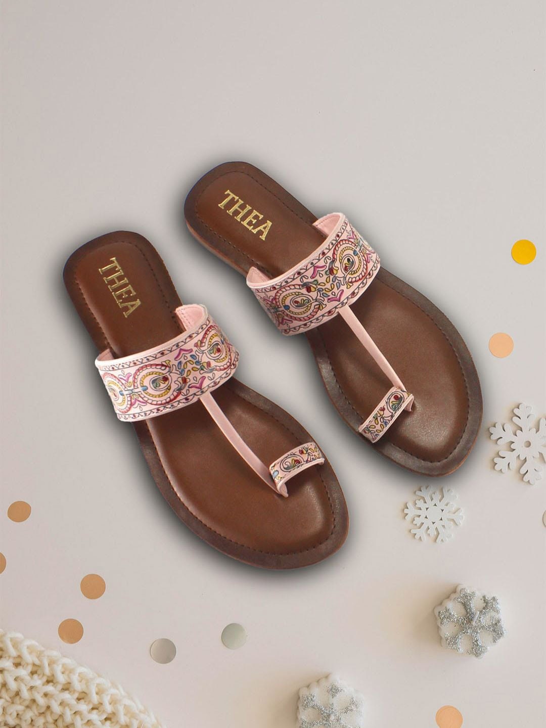 

Thea Printed One Toe Flats, Pink