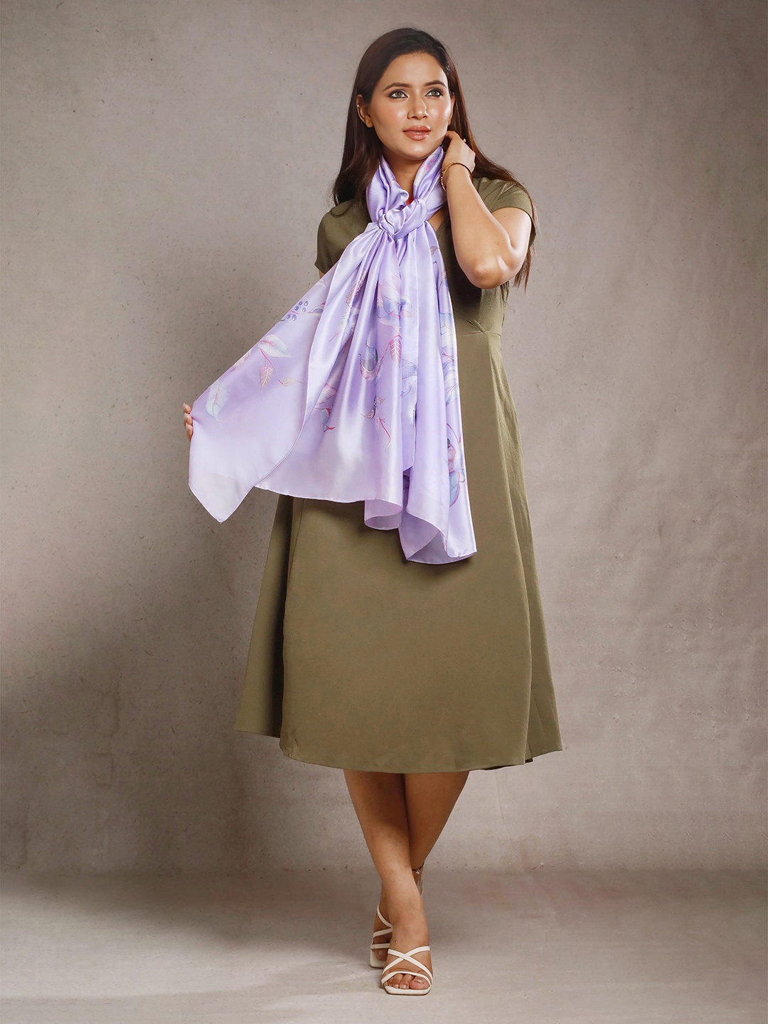 

CrossKulture Floral Printed Satin Scarf, Lavender