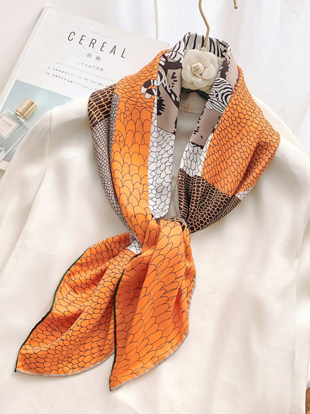 

CrossKulture Printed Satin Scarf, Orange