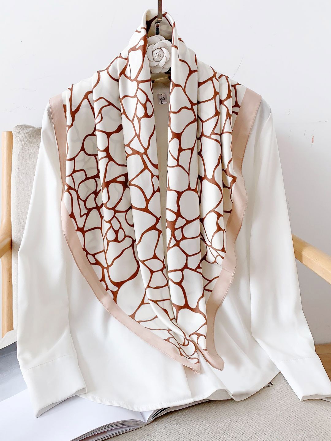 

CrossKulture Floral Printed Satin Scarf, Brown