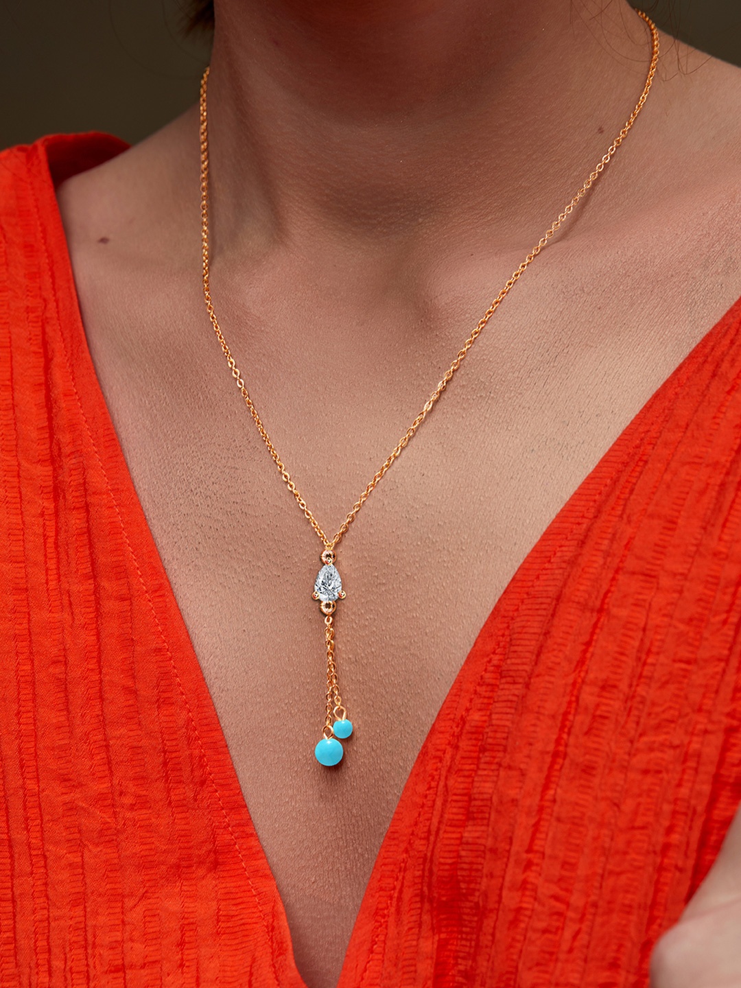 

MINUTIAE Brass Gold-Plated Stones Studded Necklace