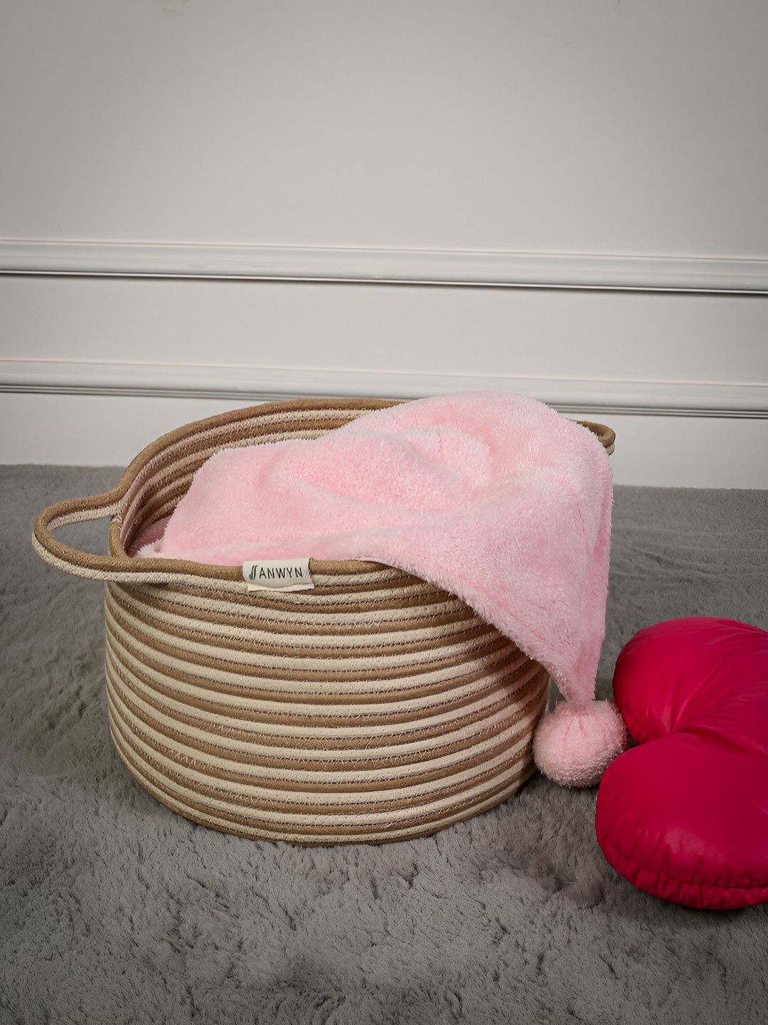 

ANWYN Brown Self Design Heat Resistant Cotton Jute Laundry Bag