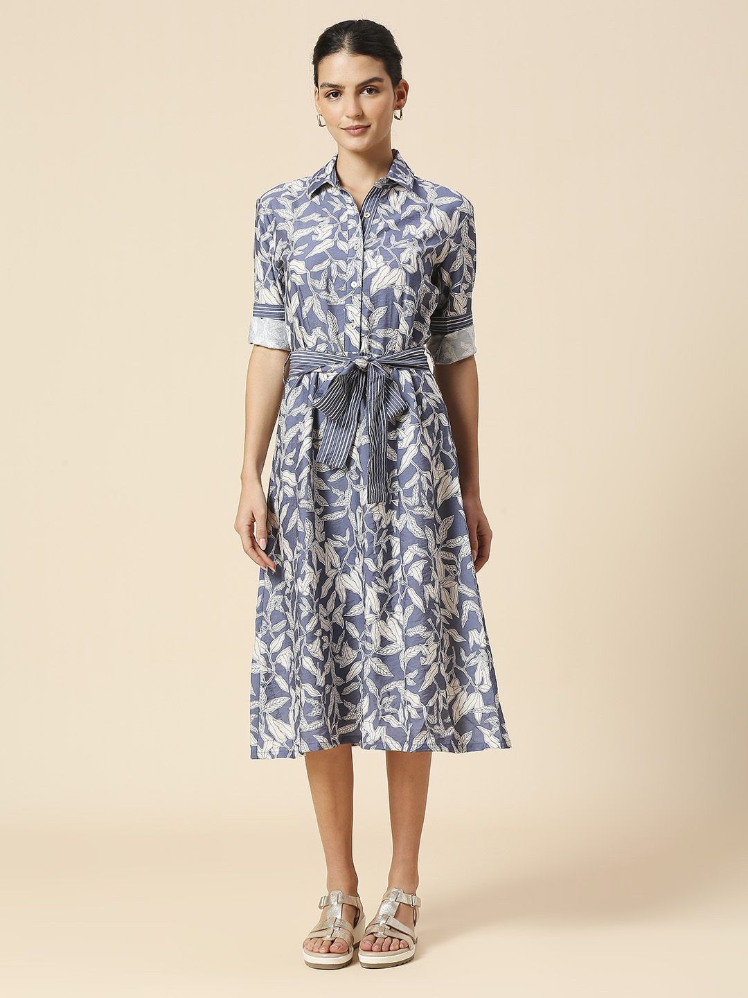 

Chemistry Floral Printed Shirt Midi Dress, Blue