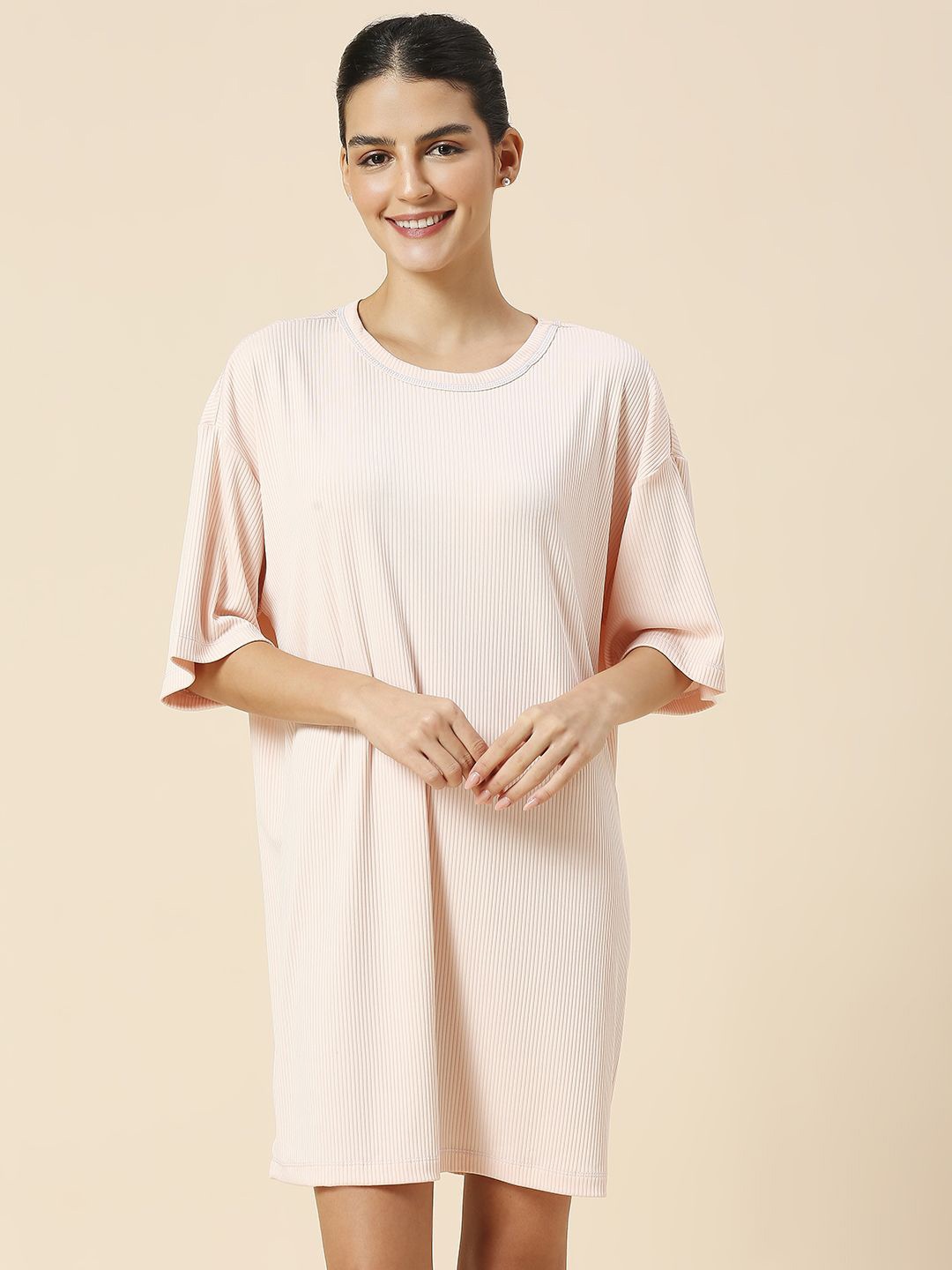 

Chemistry Round Neck T-shirt Nightdress, Peach