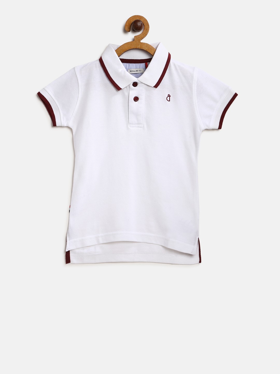 

Gini and Jony Boys White Solid Polo Collar Pure Cotton T-shirt