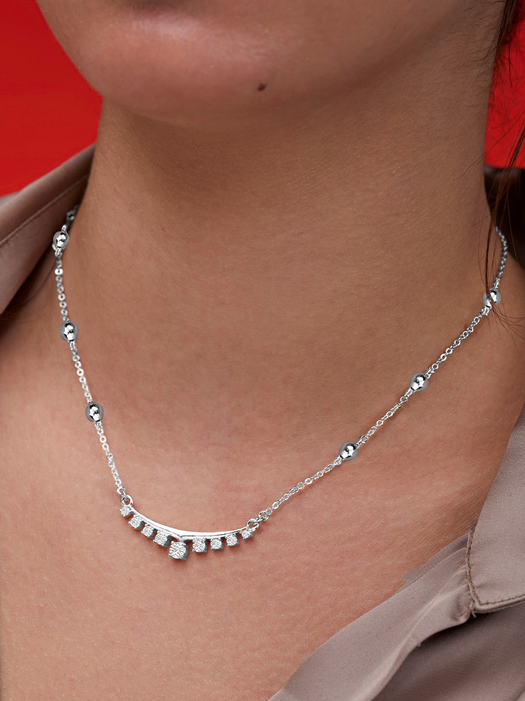 

MINUTIAE Brass Silver-Plated Necklace