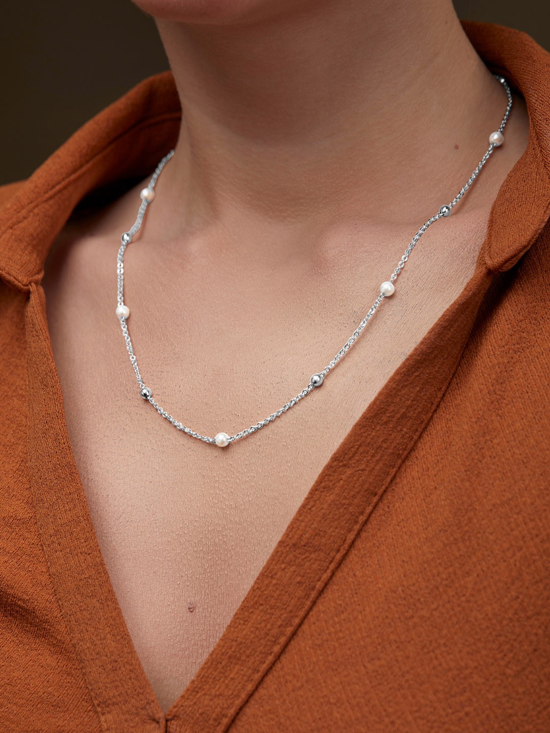 

MINUTIAE Brass Silver-Plated Necklace