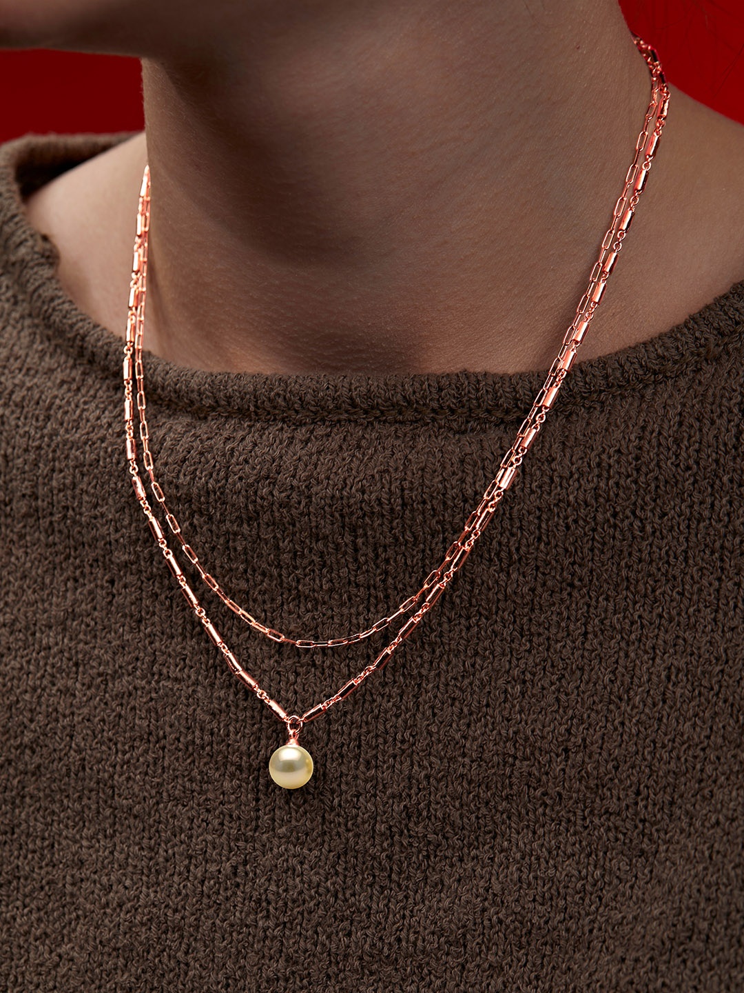 

MINUTIAE Brass Rose Gold-Plated Layered Necklace