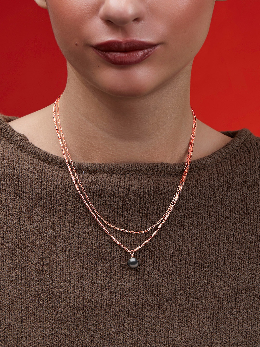 

MINUTIAE Brass Rose Gold-Plated Layered Necklace