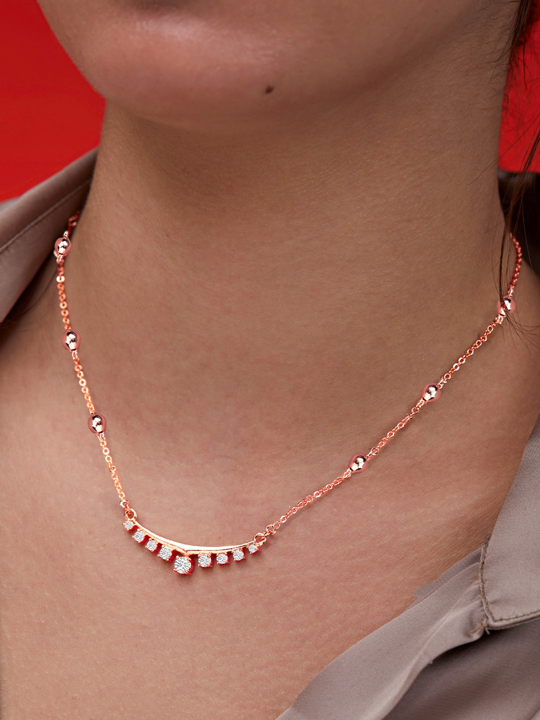 

MINUTIAE Brass Rose Gold-Plated Necklace