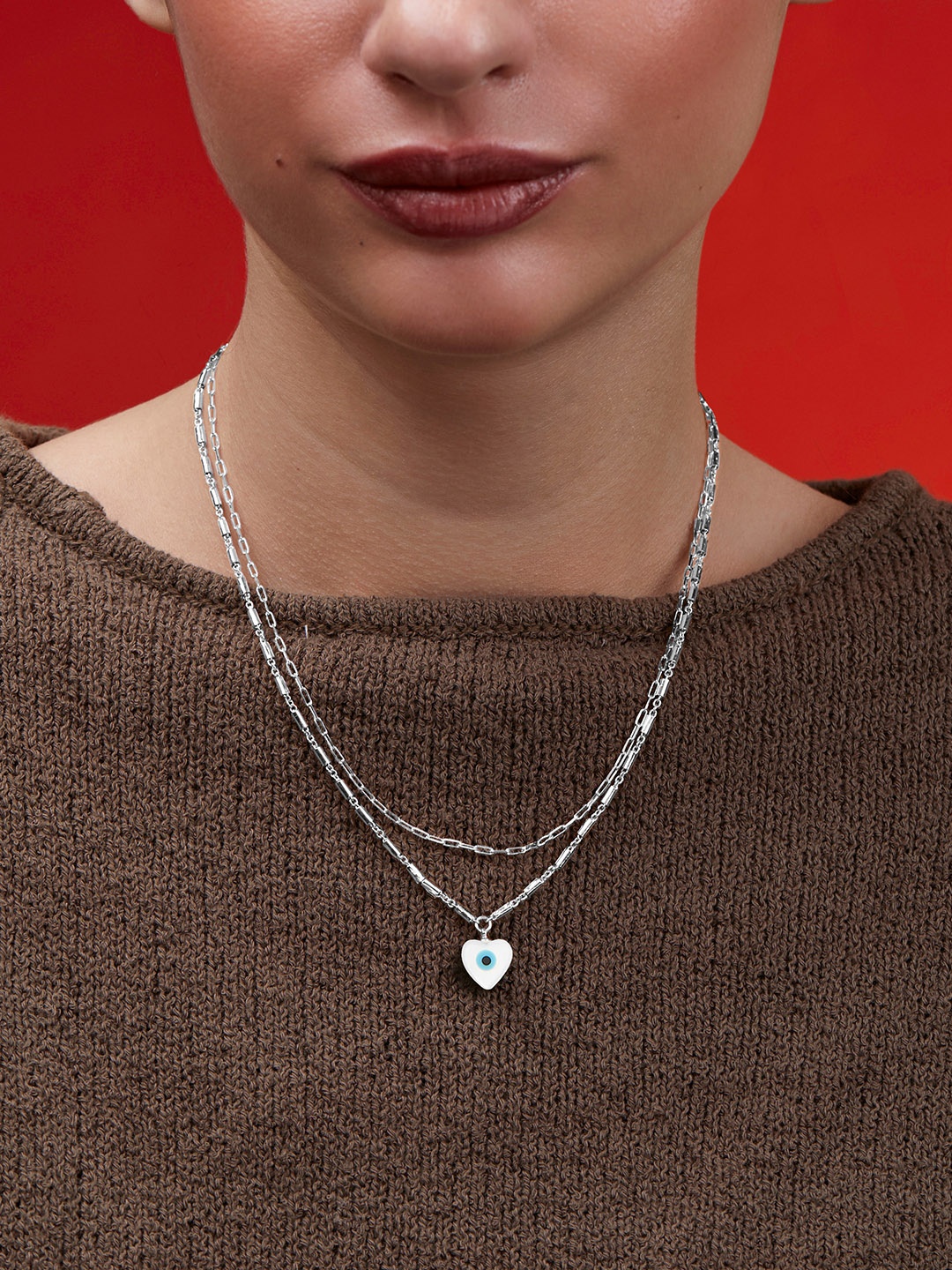 

MINUTIAE Brass Silver-Plated Layered Necklace