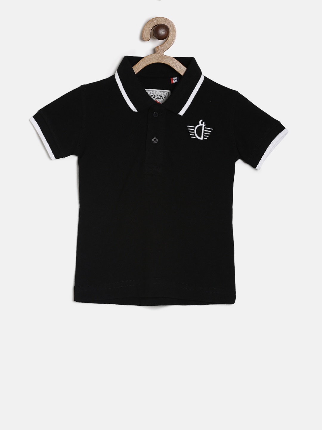 

Gini and Jony Boys Black Solid Polo Collar T-shirt