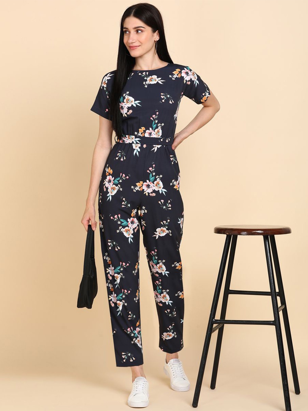 

DLOB Printed Basic Jumpsuit, Navy blue