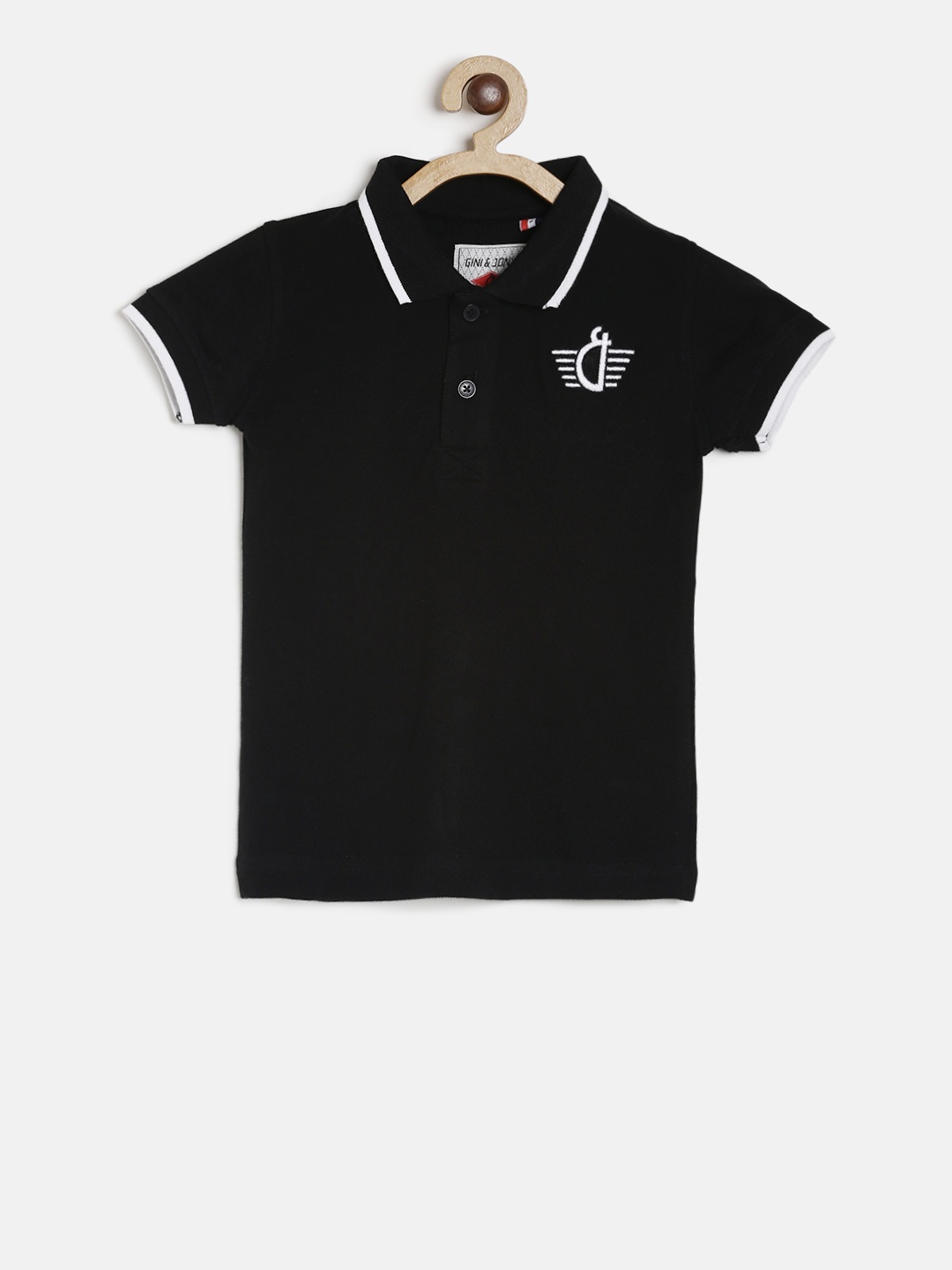 

Gini and Jony Boys Black Solid Polo Collar T-shirt