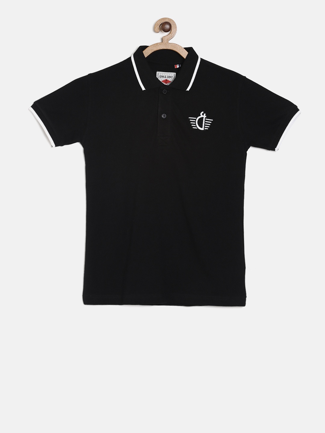 

Gini and Jony Boys Black Solid Polo Collar T-shirt