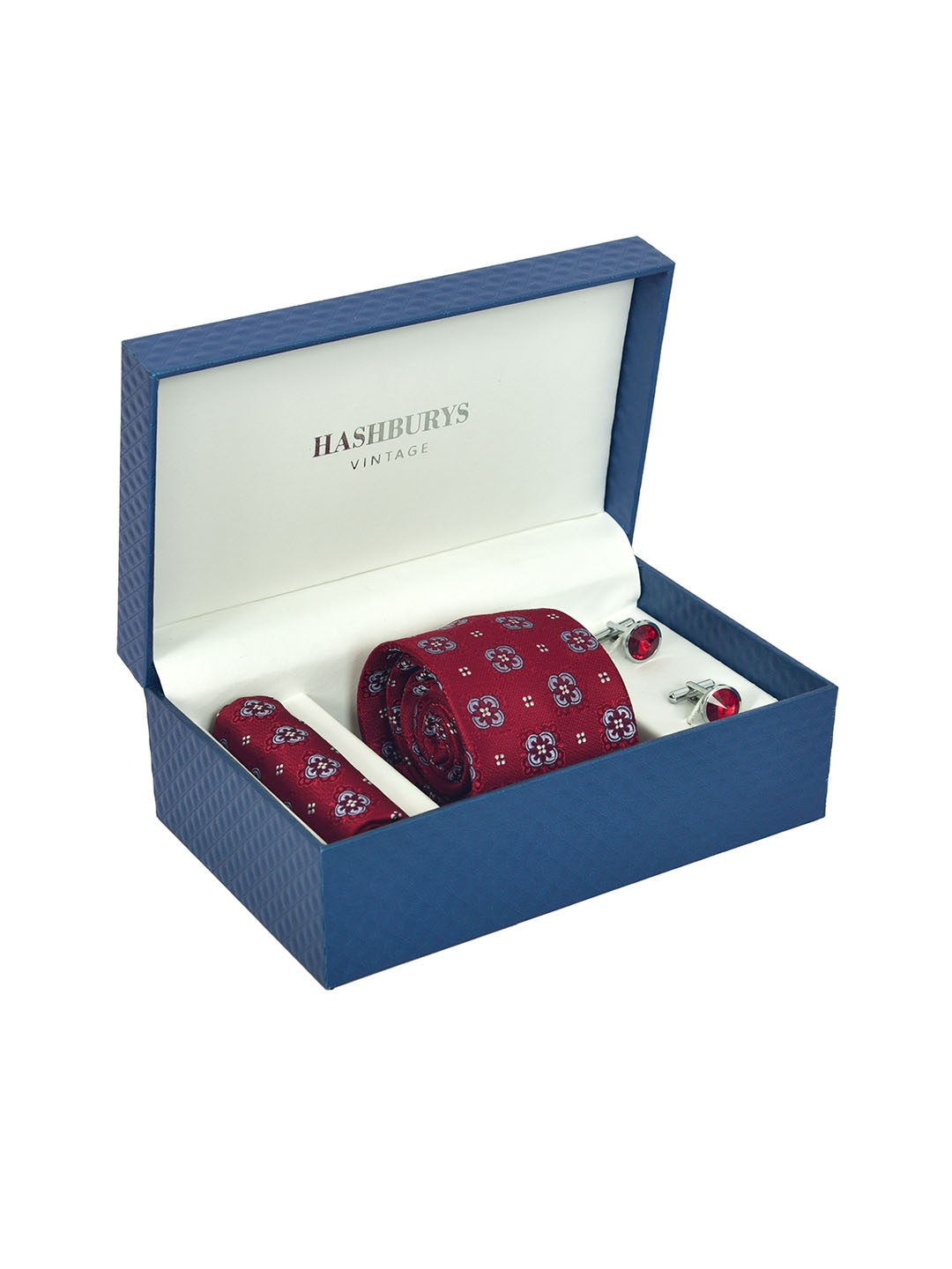

Hashburys Men Printed Accessory Gift Set With Box, Red