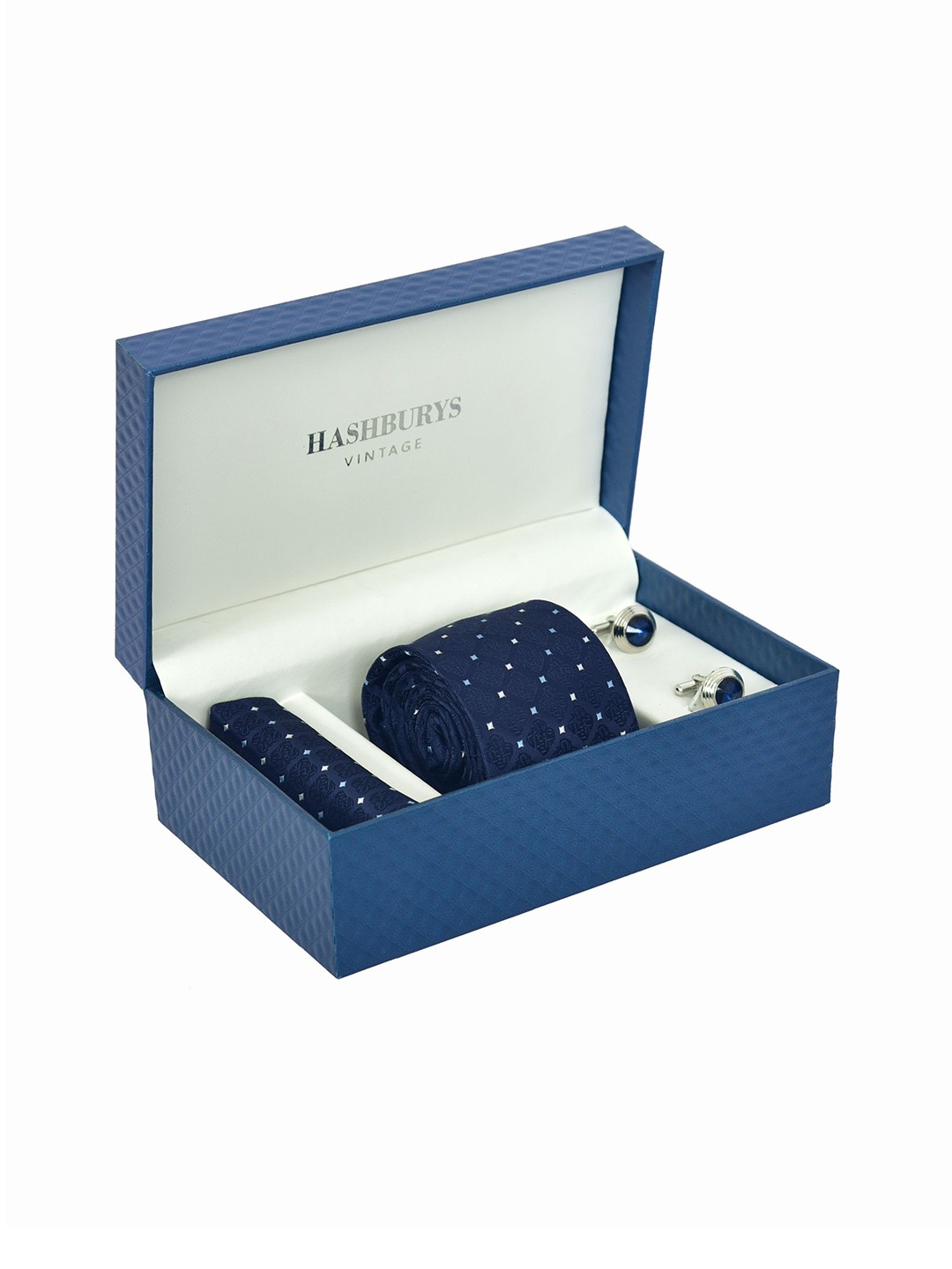 

Hashburys Men Printed Accessory Gift Set With Box, Navy blue