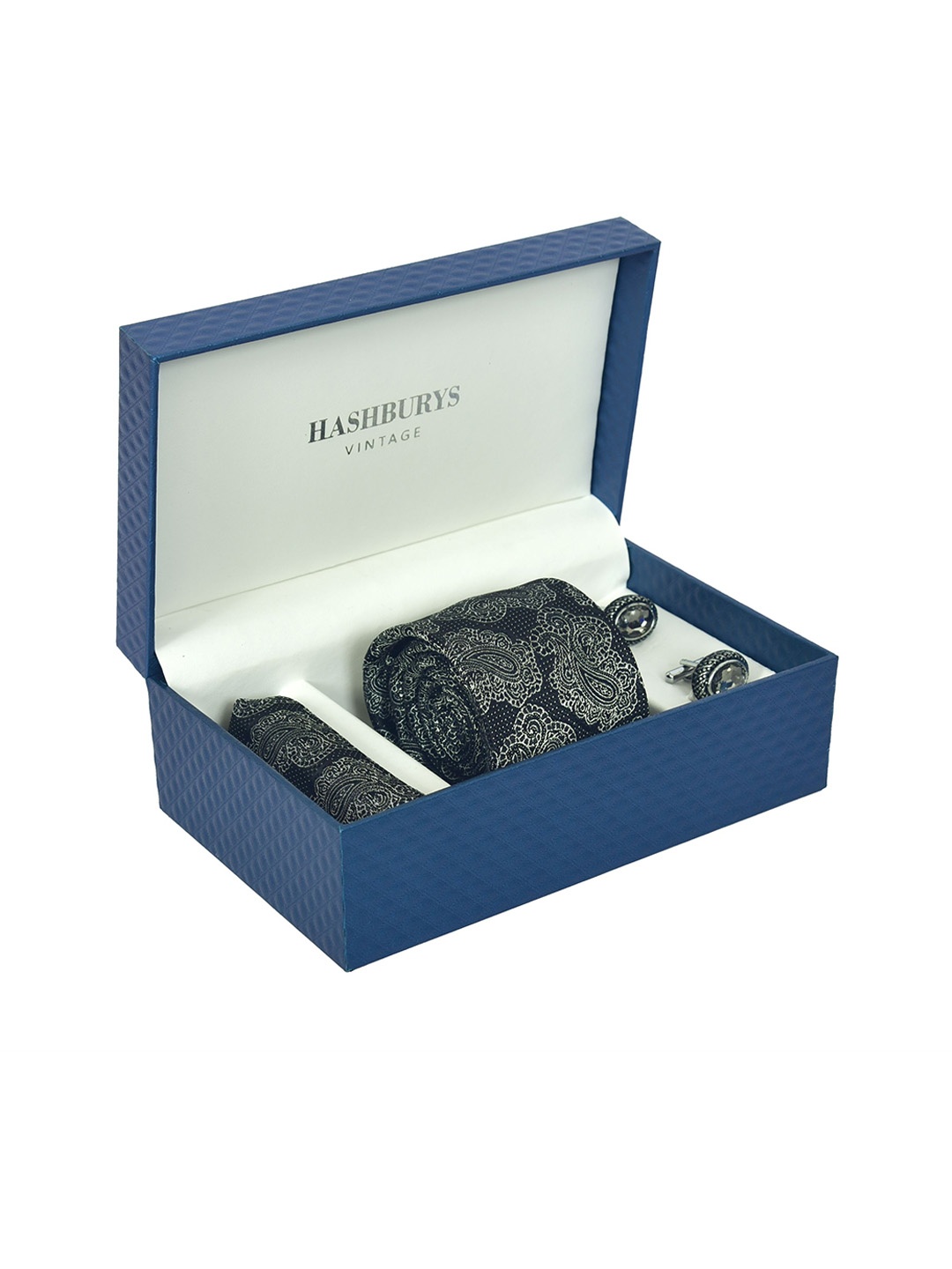 

Hashburys Men Printed Accessory Gift Set With Box, Black