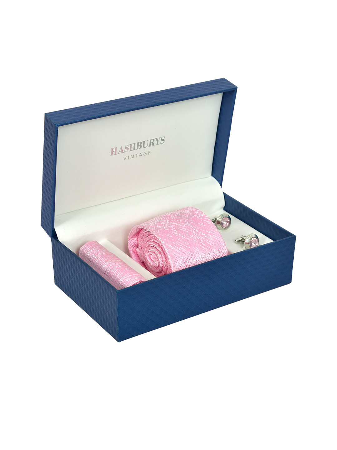 

Hashburys Men Printed Tie, Pocket Square & Cufflinks Accessory Gift Set, Pink
